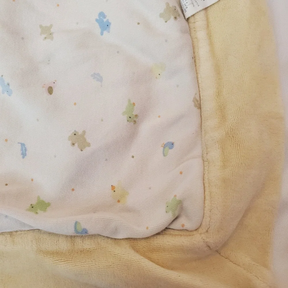 Vintage Childrens Place Yellow Velour Plush Baby Blanket Baby place Bear Duck‎